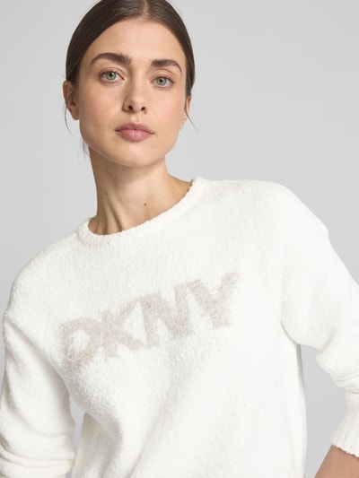 DKNY Strickpullover mit Label-Print Offwhite 3