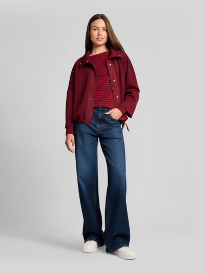 Tom Tailor Boxy Fit Sweatjacke mit Viskose-Anteil Bordeaux 1