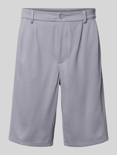 BOSS Green Relaxed Fit Bermuda aus Viskose-Mix Modell 'SH_UNION PLEAT' Rauchblau 1