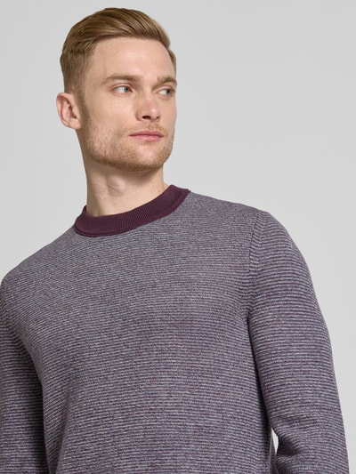 BOSS Orange Strickpullover mit gerippten Abschlüssen Modell 'Aspoki' Purple 2