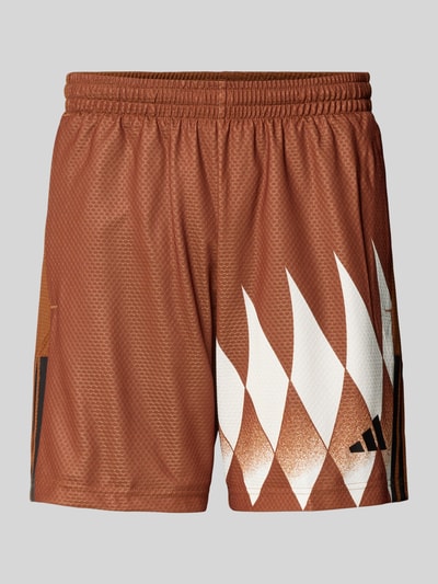 adidas Sportswear Regular fit sweatshorts met all-over motief Middenbruin - 2