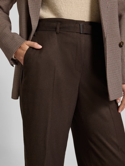 Raffaello Rossi Straight fit bandplooibroek met riem Donkerbruin - 3