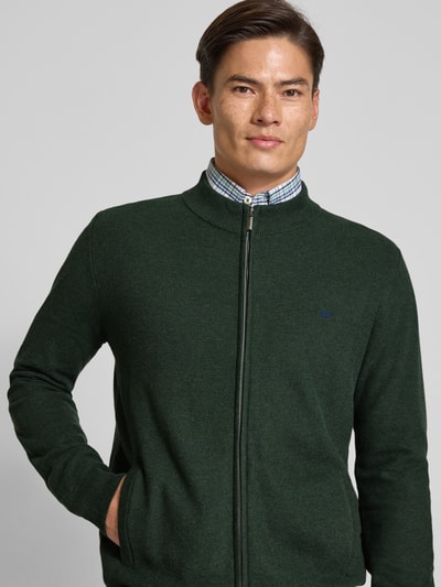 Fynch-Hatton Gebreid jack met logostitching Flessengroen - 3
