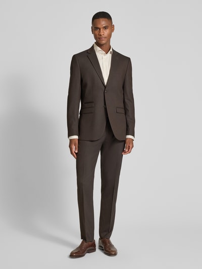 Profuomo Slim fit zakelijk overhemd met kentkraag Zand - 1