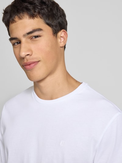 Calvin Klein Jeans T-shirt met geribde ronde hals Wit - 3