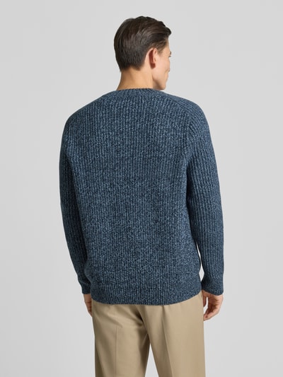 BOSS Orange Shaped fit gebreide pullover van scheerwolmix, model 'KARINET' Marineblauw - 5