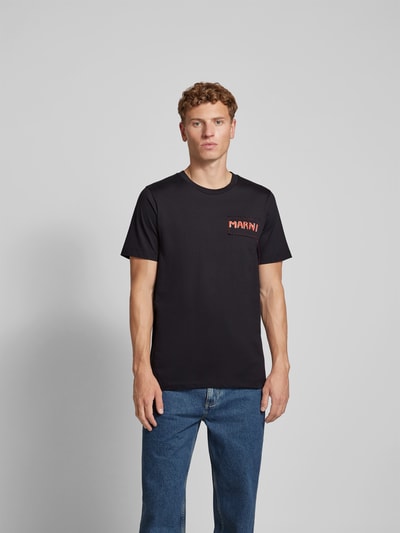 Marni T-Shirt mit Label-Patch Black 4