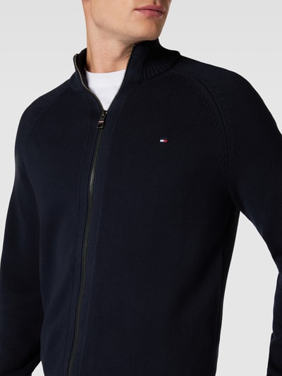 Tommy Hilfiger Gebreid jack met labelstitching, model 'AMERICAN' Marineblauw - 3