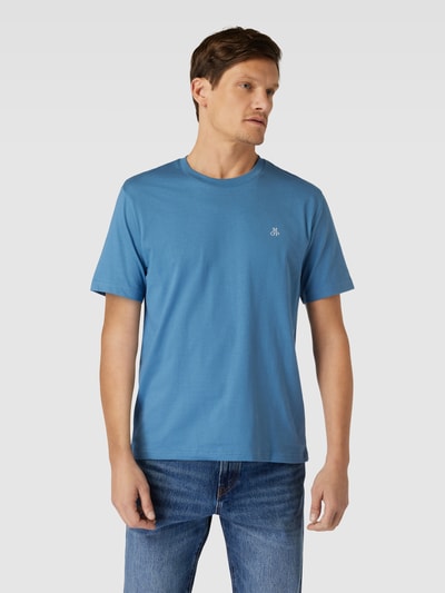 Marc O'Polo T-shirt met labelprint Rookblauw - 4