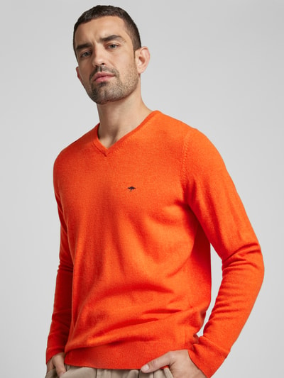 Fynch-Hatton Strickpullover mit V-Ausschnitt Orange 4