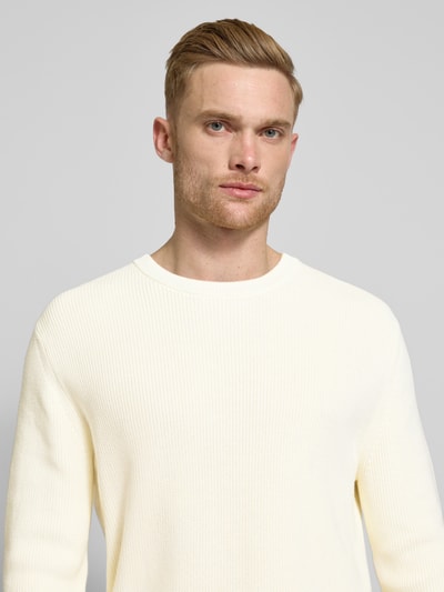 Gant Strickpullover mit Label-Patch Offwhite 3