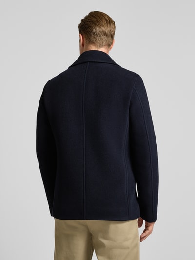 BOSS Slim Fit lange jas van wolmix model 'H-Hyde-Peacoat-264' Marineblauw - 5