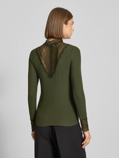 Only Bluzka z długim rękawem o kroju slim fit z mieszanki wiskozy model ‘TILDE’ Oliwkowy 5