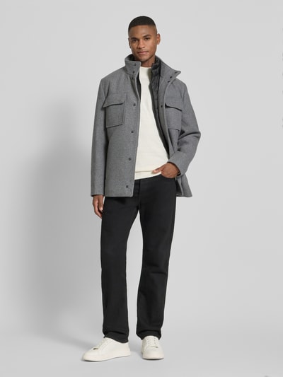 Tom Tailor Regular Fit Wollmantel mit abnehmbarem Innenkragen Hellgrau 1