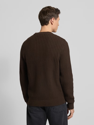 SELECTED HOMME Regular fit gebreide pullover van puur biologisch katoen, model 'TOM' Chocoladebruin - 5