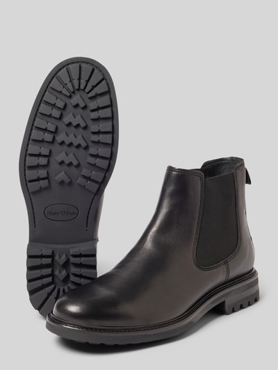Marc O'Polo Chelsea boots van runderleer met elastische inzet, model 'RONY' Zwart - 4