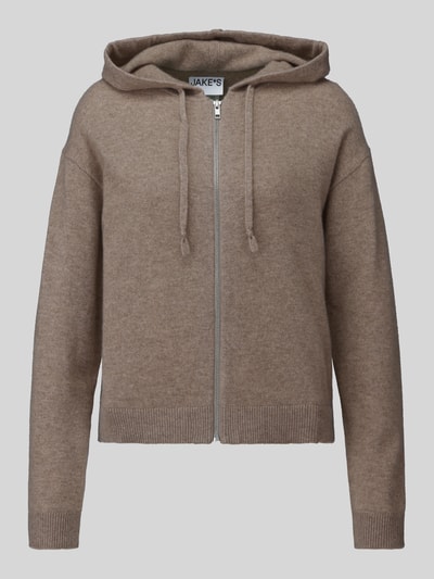 Jake*s Casual Regular fit gebreid jack van puur kasjmier Taupe gemêleerd - 2
