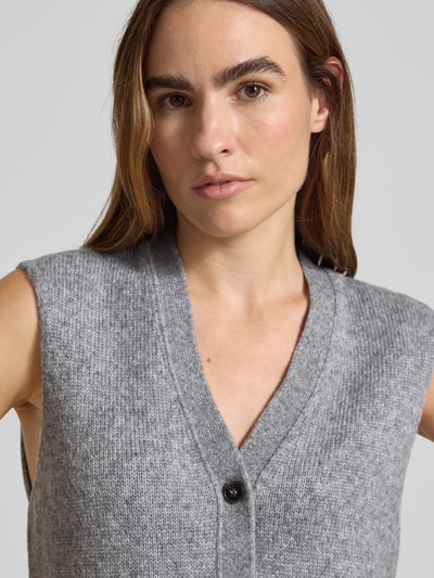 Marc O'Polo Regular fit mouwloos vest van scheerwolmix Middengrijs - 3