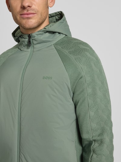 BOSS Green Kurtka z dzianiny o kroju regular fit z mieszanki żywej wełny model ‘MIRROR HY’ Limonkowy 3