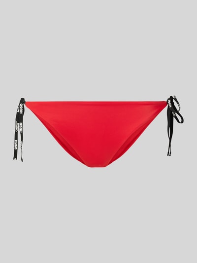 Produktfoto, Regular Fit Bikinihose mit Logo-Detail von HUGO, Optik: Unifarben, Passform: Regular-Fit, Detail: Logo-Prägung, rote glatte Textur