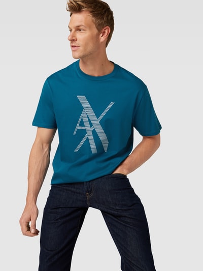 ARMANI EXCHANGE T-shirt o kroju Regular Fit z nadrukiem z logo Petrol 3