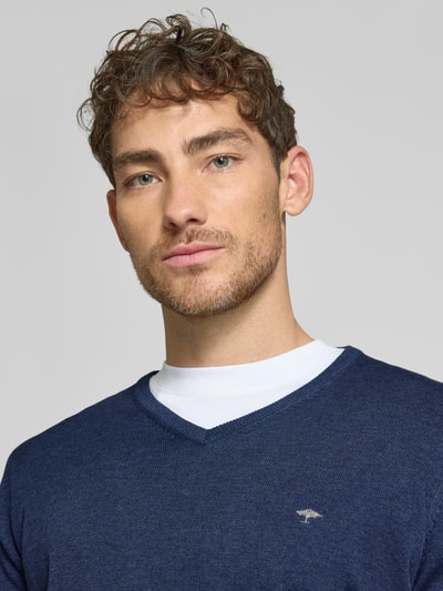 Fynch-Hatton Strickpullover mit Logo-Stitching Dunkelblau 3