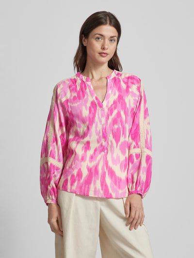 Emily Van den Bergh Blouse met all-over motief Felroze - 4