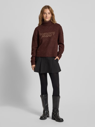 Tommy Jeans Regular Fit Rollkragenpullover mit Wollanteil Modell 'NEP' Schoko 1