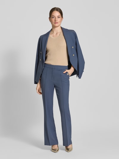 s.Oliver BLACK LABEL Regular fit pantalon met viscose, hoge taille en decoratieve knopen Blauw - 1