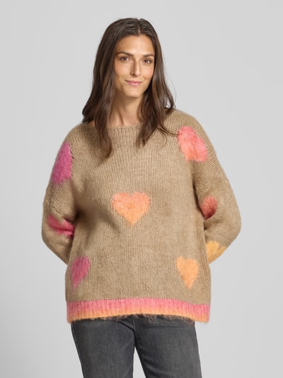 miss goodlife Oversized linnen pullover met alpaca in gebreide look Zand - 4