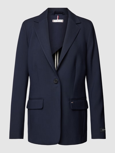 Tommy Hilfiger Blazer van viscosemix met labeldetails Marineblauw - 2