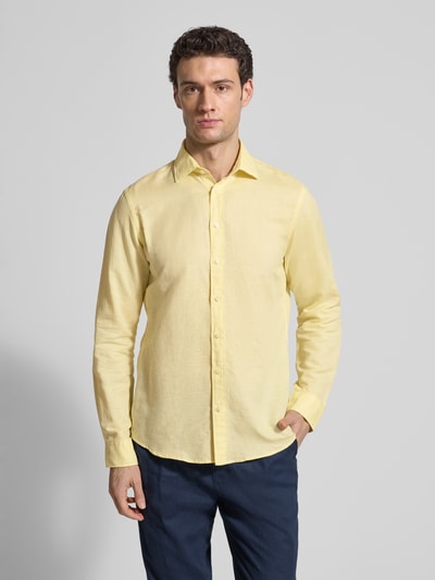 Jake*s Koszula casualowa z mieszanki lnu o kroju regular fit Żółty 4