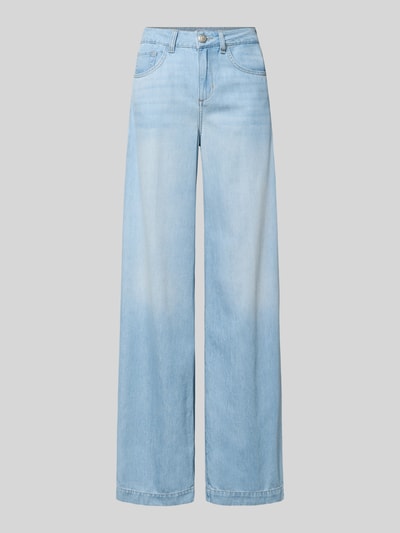 Productfoto, Wide Leg Jeans model 'FLARE' van Liu Jo White, dames jeans in lichtblauw, mix van katoen en lyocell, steekzakken, bandwijdte maat 27: 40 cm, binnenbeenlengte maat 27: 88 cm