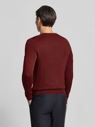 Christian Berg Men Strickpullover aus Woll-Mix mit V-Ausschnitt Bordeaux Melange 5