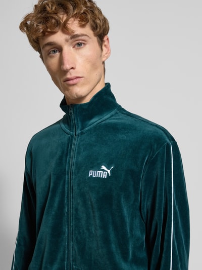 PUMA PERFORMANCE Sweatjack van suède met labelstitching Flessengroen - 3