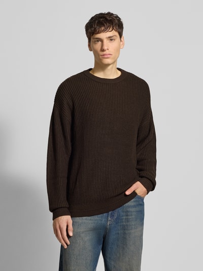 Jack & Jones Sweter z dzianiny z okrągłym dekoltem model ‘KAITO’ Ciemnobrązowy 4
