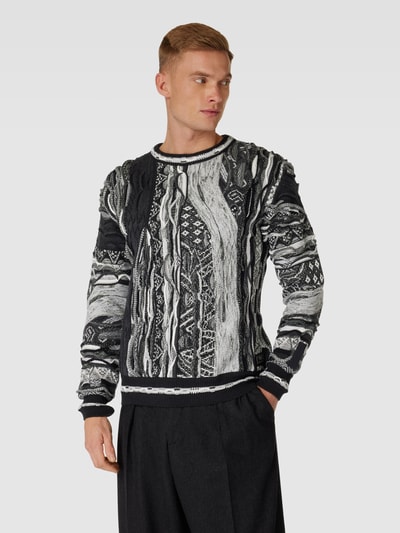 CARLO COLUCCI Gebreide pullover met all-over motief Zwart - 4