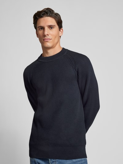 Casual Friday Gebreide pullover met ribboorden, model 'Kristian' Marineblauw - 3