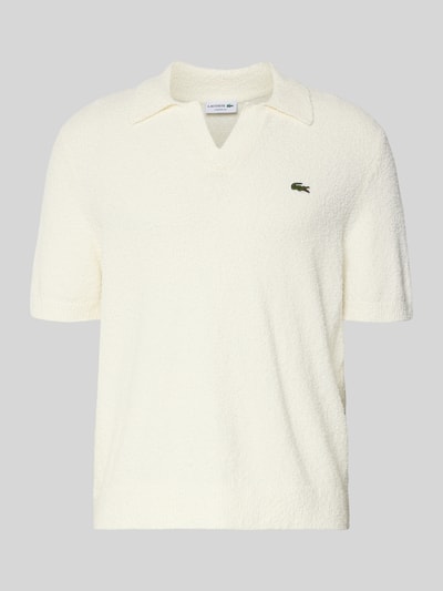 Produktfoto, Regular Fit Poloshirt aus Baumwoll-Mix von Lacoste, Optik: Unifarben, Label-Patch, Polokragen, V-Ausschnitt, Ärmelform: Kurzarm, Materialverarbeitung: Bouclé