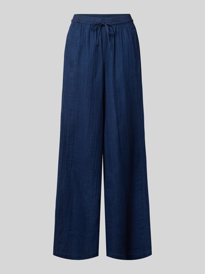 Produktfoto, Weite Hose aus reiner Baumwolle von s.Oliver RED LABEL in Dunkelblau, weiter Schnitt, sichtbare Struktur, glatte Textur.