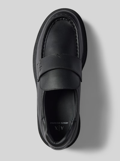 ARMANI EXCHANGE Penny loafers van leer met schachtbrug, model 'Angry' Zwart - 3