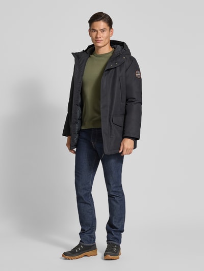 Napapijri Regular fit shirt met lange mouwen en logostitching, model 'Droz' Olijfgroen - 1