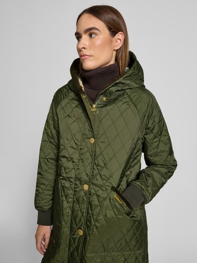 Barbour Relaxed fit gewateerde lange jas met corduroy, model 'HILARY' Olijfgroen - 3