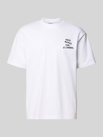 Produktfoto, Loose Fit T-Shirt aus reiner Baumwolle Modell 'MONEY' von Only & Sons, weiß, Optik: Unifarben, Statement-Print-Applikation, Rundhals, Kurzarm, Materialverarbeitung: Jersey.