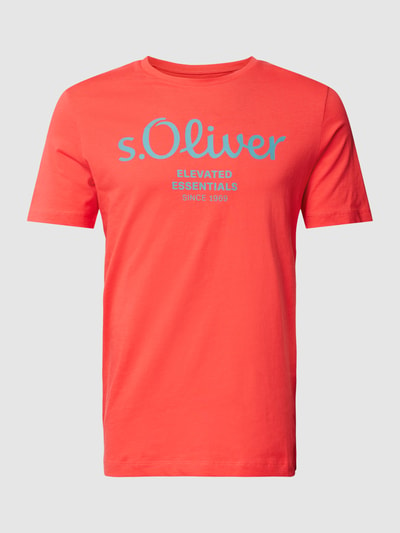 s.Oliver RED LABEL T-shirt z nadrukiem z logo Pomarańczowy 2