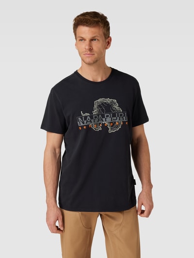 Napapijri T-Shirt mit Label-Print und Rundhalsausschnitt Black 4