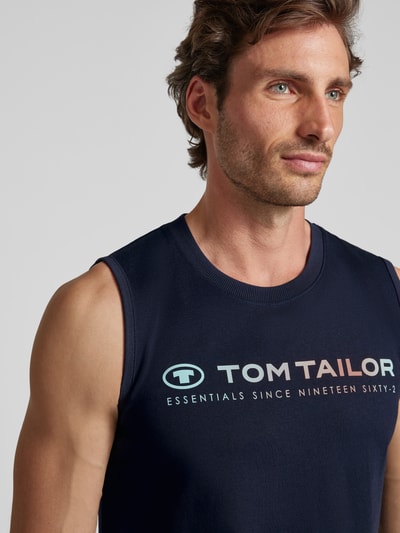 Tom Tailor Tanktop met labelprint Donkerblauw - 3