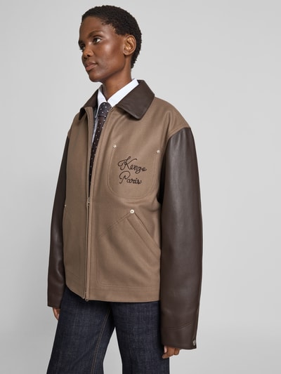 Kenzo Regular Fit Jacke aus Schurwoll-Mix Taupe 3