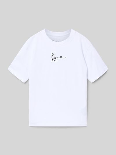 Productfoto, Regular Fit T-Shirt mit Logo-Stitching van KARL KANI in wit katoen, ronde hals, ruglengte maat 134: 56 cm