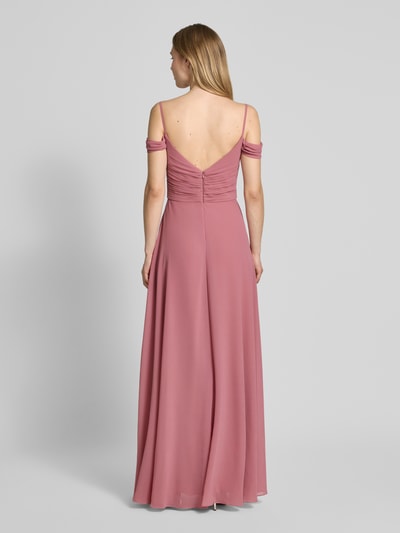 Mascara Abendkleid mit Carmen-Ausschnitt und Gehschlitz Altrosa 5
